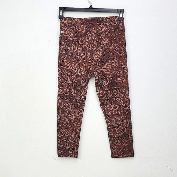🆕️ NEW Zella High Waist Studio Lite Crop Leggings in Brown Marron Brush Stroke - Picture 9 of 9